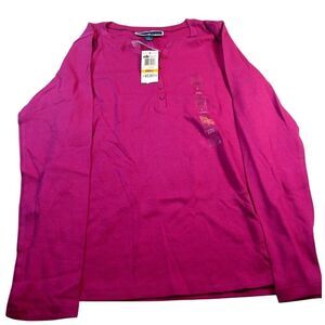 Karen Scott Designer New w/Tags Velvet Rose Long Sleeve Button Top - Small